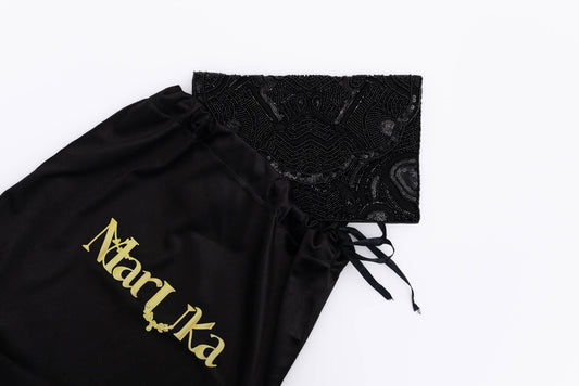 Black hand beaded bag