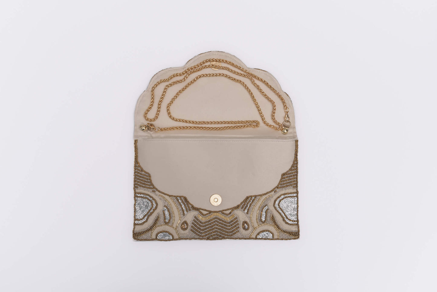 Beige hand beaded bag