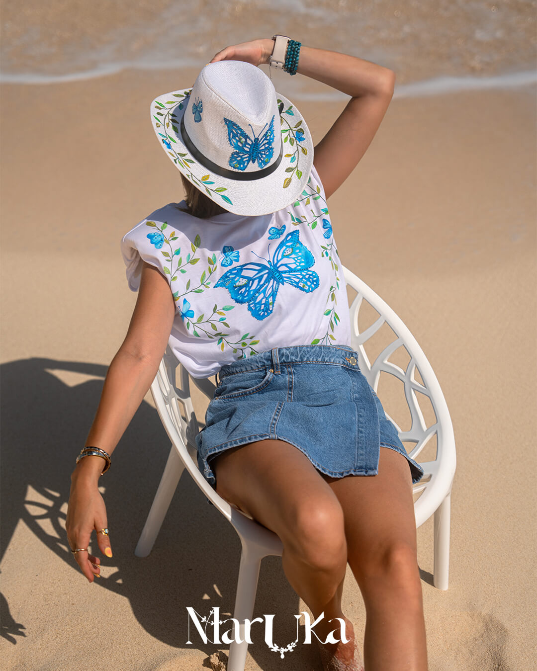 Blue butterfly shirt
