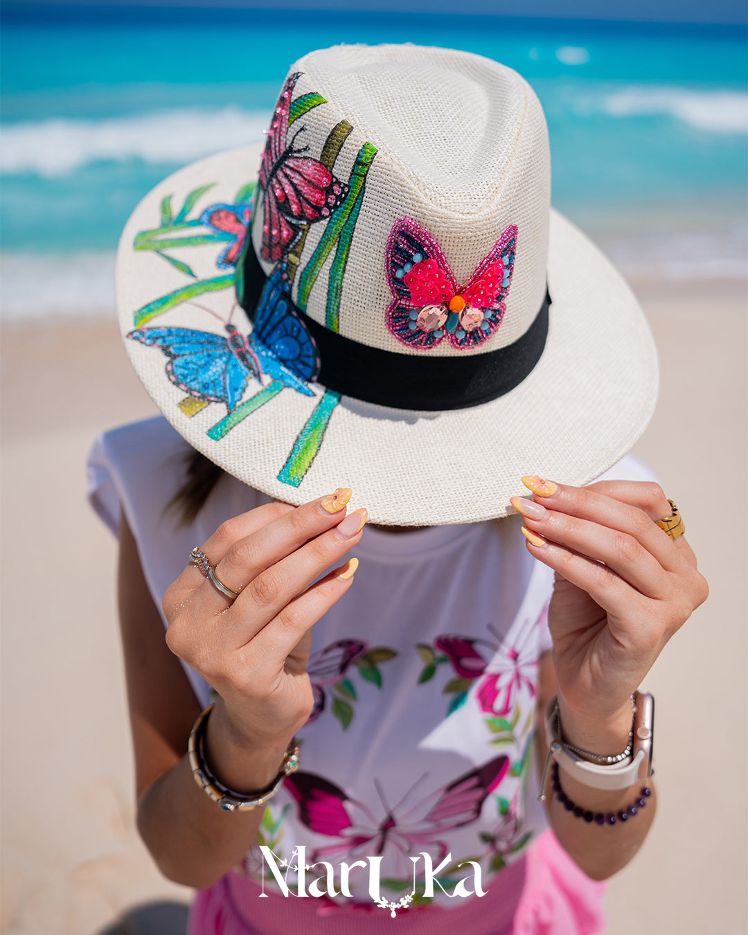 pink butterfly cowboy hat