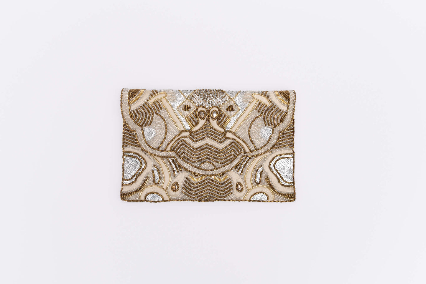 Beige hand beaded bag