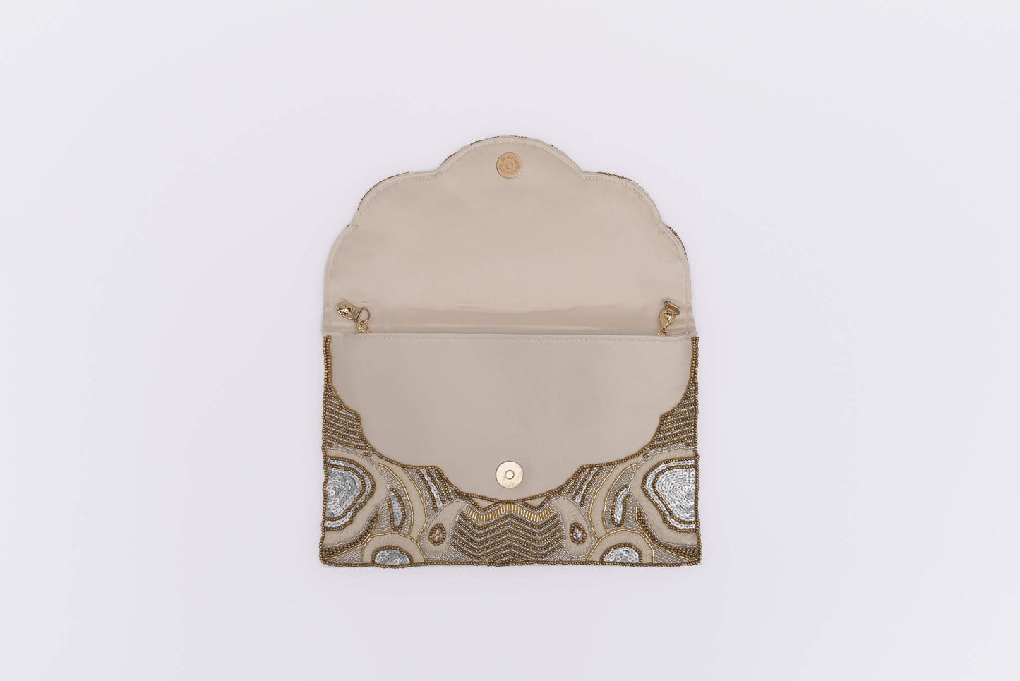 Beige hand beaded bag