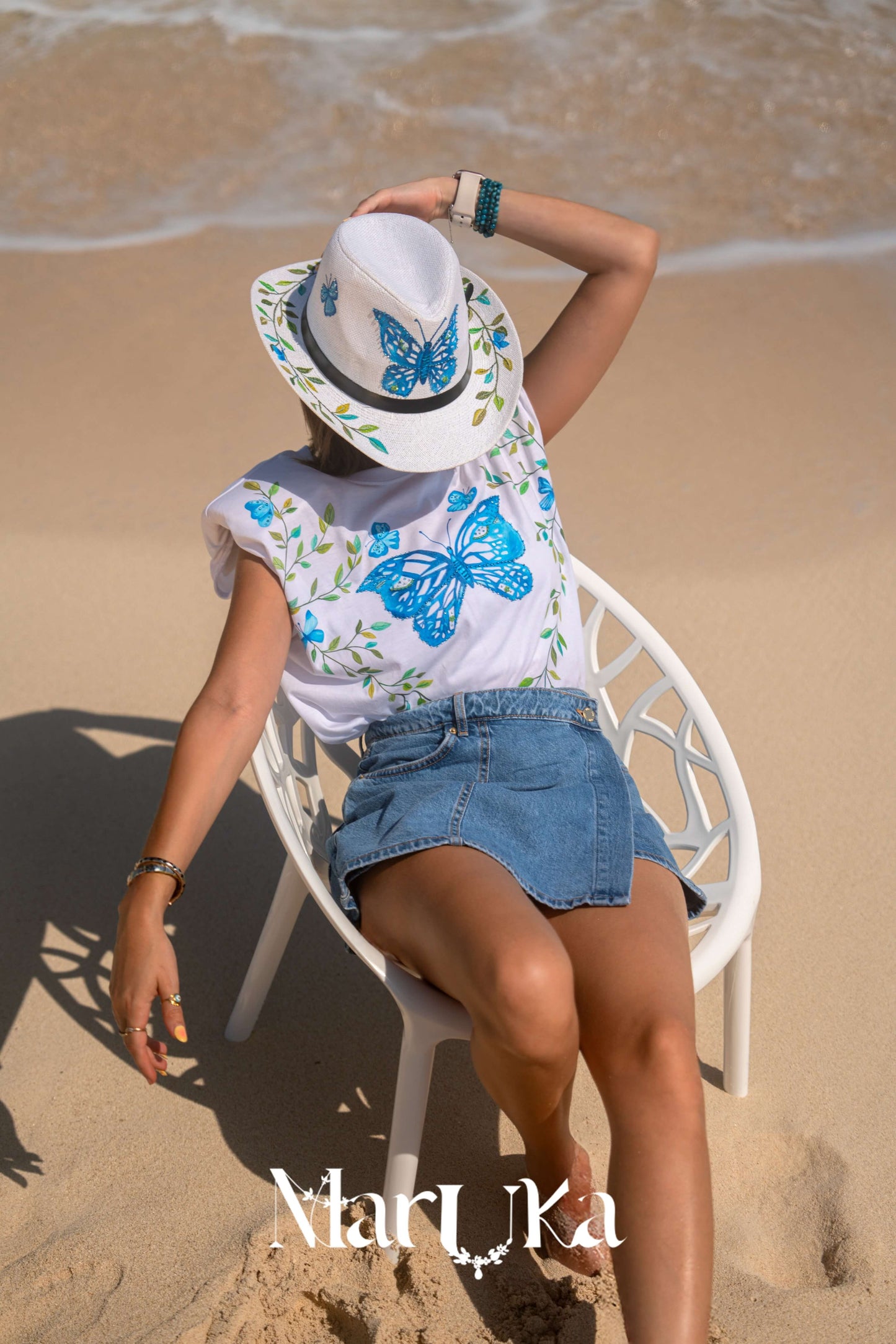 blue butterfly shirt